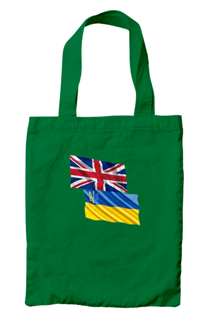 Сумка с принтом Флаг Соединенного Королевства, Флаг Украины, Поддержка Украины. Британия, великобритания, война, киев, киев украина, поддержка украины, украина, флаг, флаг соединенного королевства, флаг украины. 2070702