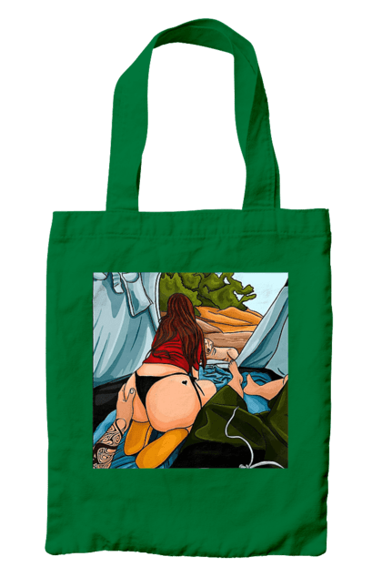 Сумка з принтом "Відпочинок З Улюбленою У Палатці". Відпочинок, жопа, палатка, собака. 2070702