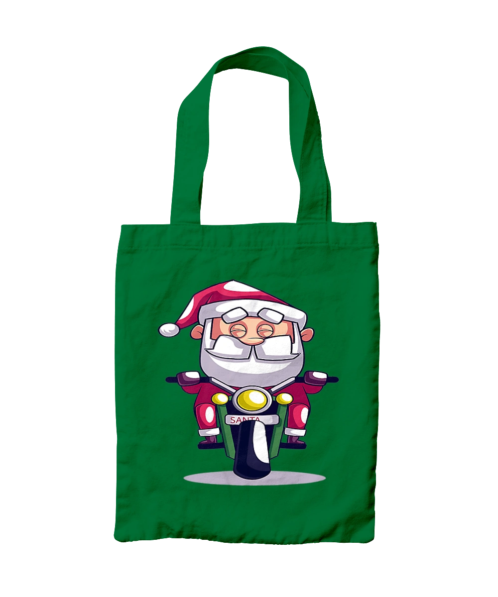 Happy Santa on a motorcycle