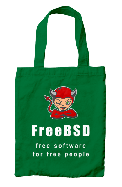 Сумка з принтом "Freebsd Для Вільних". Bsd, freebsd, unix, адміністратор, айті, айтішник, безкоштовна, безкоштовно, бестія, білий, вільна, демон, демонесса, доступність, незалежність, операційна система, ос, програміст, програмне забезпечення, свобода, сисадмін, система, системний адміністратор, софт, текст, червоний. 2070702