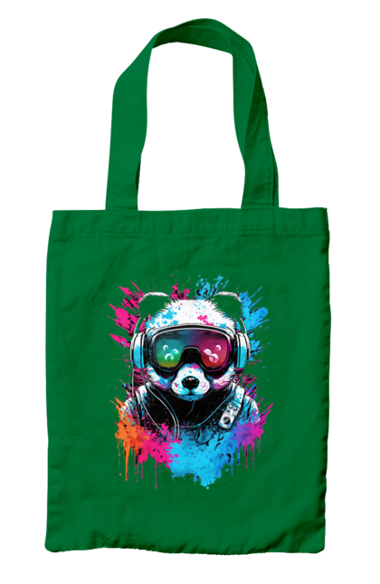 Сумка з принтом "Панда в VR шолом". Віртуальна реальність, гік, панда, персонаж, шолом. 2070702
