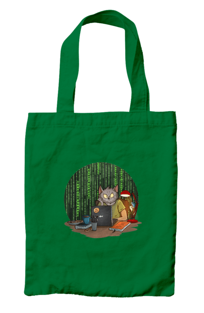 Сумка з принтом "Кіт програміст". Angular, c, css, html, it, javascript, jquery, php, python, react, svelt, vue, айтишник, айті, гумор, код, кодувати, прогер, програміст, програмісти, ти ж, ти ж програміст, тиж програміст. 2070702