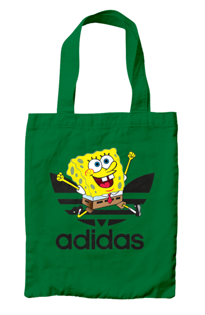 Сумка с принтом Adidas Губка Боб. Adidas, spongebob, адидас, баскетбол, губка боб, мультик, мультсериал, мяч, спанч боб, спорт. 2070702