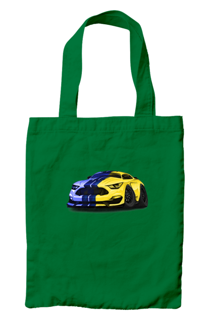 Сумка з принтом "Український мустанг". Жовто блакитне авто, кольори україни, машина, мустанг, суперкар, форд мустанг, шелбі. 2070702