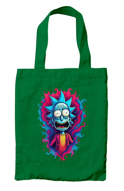 Bag with prints Rick and Morty. Adventures, black humor, cartoon, rick, rick and morty, sci-fi, tragicomedy. 2070702