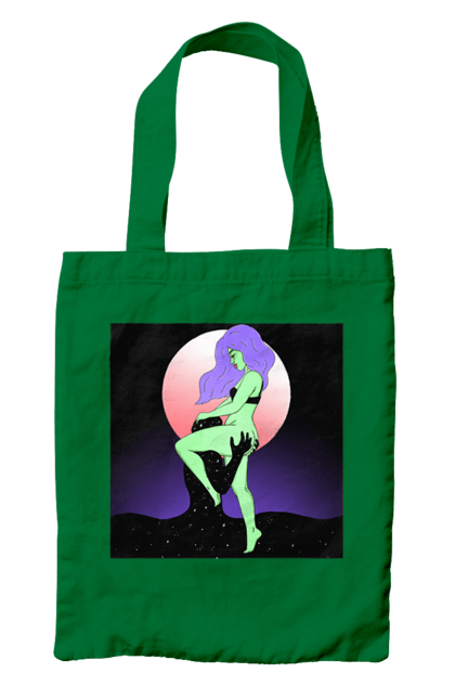 Сумка з принтом "Зелена Дівчина І Місяць". Інопланетянка, місяць. 2070702