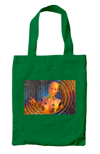 Сумка з принтом "Штучний інтелект". Айті, айтішник, гик, жінка, знання, інженер, інтелект, кібер, кібернетика, кіборг, код, комп, комп`ютерник, кристал, машинне навчання, мікросхема, мозок, портрет, програміст, професіонал, професія, розробник, розум, хакер, чіп, штучний інтелект, штучний розум. 2070702