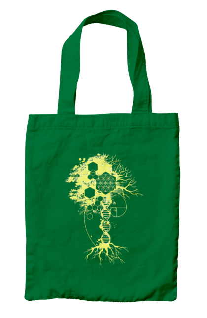 Сумка з принтом "Древо життя". Божественна суть, ген, дерево життя, днк, макромолекула, мова світобудови, насіння життя, сакральна геометрія, число бога, число фібоначчі. 2070702