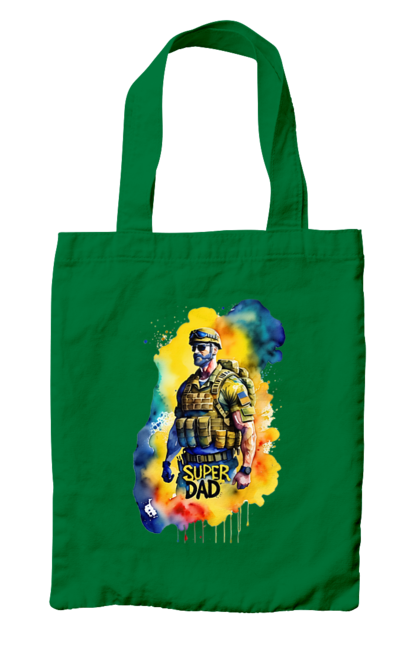 Bag with prints Super dad of the ZSU. Dad, daddy, father`s day, i love dad, super, super dad, super dad zsu, ukraine, зсу. 2070702
