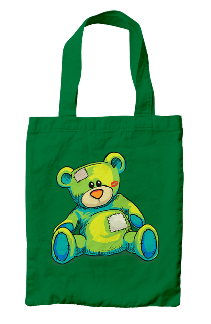 Bag with prints Teddy bear. Animal, bear, gift, kisses, old, patches, teddy, teddy bear, toy, vintage. 2070702