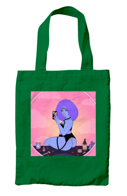 Сумка з принтом "Фіолетова Дівчина Фото У Дзеркалі". Білизна, дзеркало, фото. 2070702