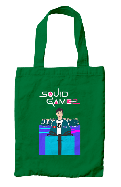 Сумка с принтом Игра в кальмара Сон Ки Хун. 456, netflix, seong gi hun, seong gi-hun, squid game, игра в кальмара, игрок 456, нетфликс, сериал, сон ки хун. 2070702