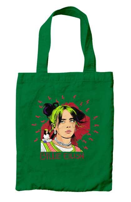 Сумка з принтом "Біллі Айліш". Біллі айліш, логотип біллі айліш, принт біллі айліш, співачка біллі айліш. 2070702