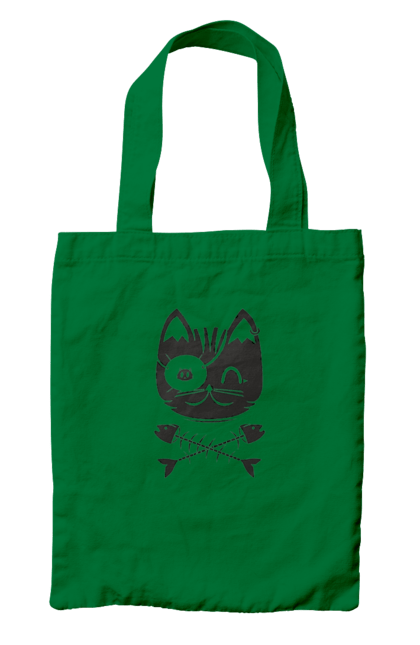 Сумка с принтом Кот пират. Animals, bones, cat, cool drawing, cute pictures, fish, pirates, skull, аниме, животное, животные, кит, кости, кот, кот пират, крутой рисунок, милые рисунки, мультики, пираты, рыба, череп, черный кот. 2070702