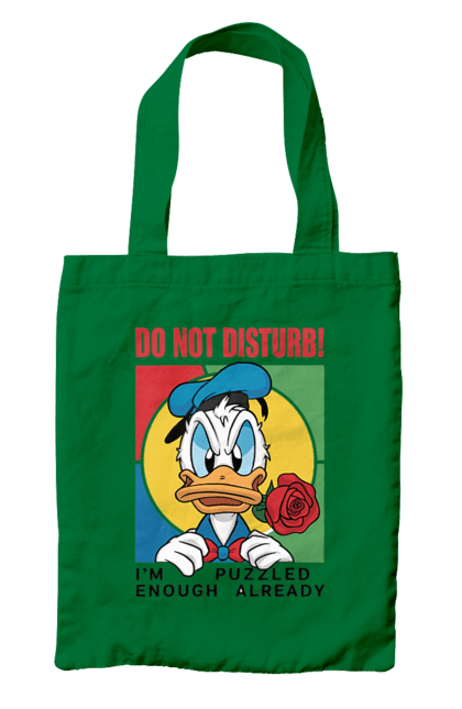 Сумка з принтом "Дональд Дак Не турбувати!". Disney, do not disturb, donald duck, дісней, дональд дак, мультсеріал, мультфільм, не турбувати. 2070702