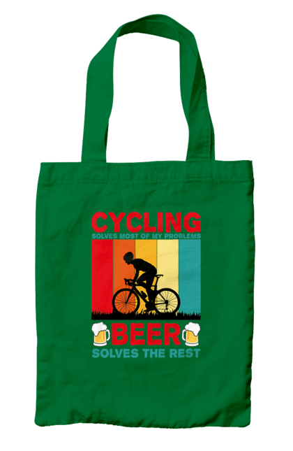 Сумка з принтом "Cycling Beer". Алкоголь, брутальні, велосипед, веселі, для спортсменів, літні, пиво, спорт, чоловічі. 2070702