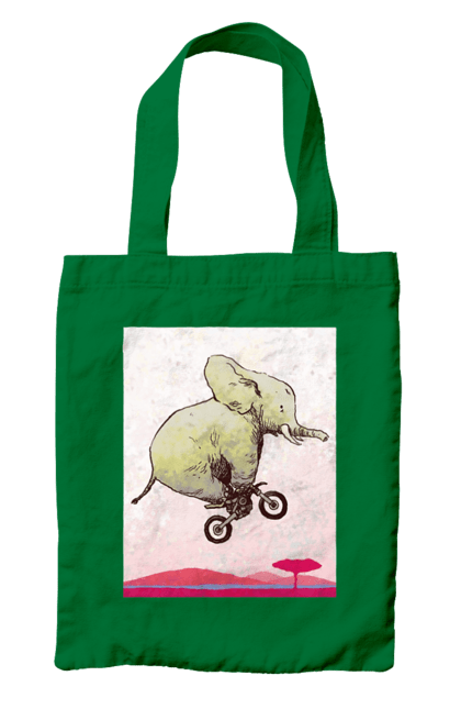 Сумка з принтом "Слон На Мотоциклі". Мотоцикл, політ, слон. 2070702