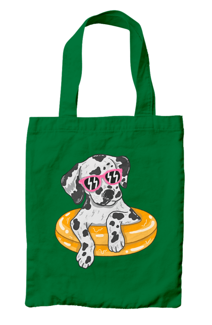 Сумка з принтом "Далматинець Плаває У Колі". Далматинець, окуляри, плавати, собака. 2070702