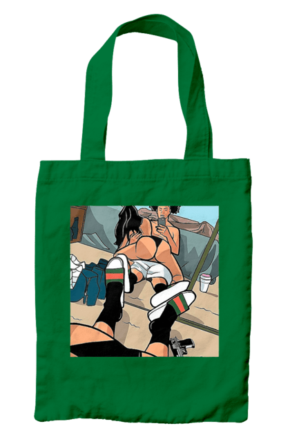 Сумка з принтом "Голе Селфі У Дзеркалі". Жопа, зверху, селфі. 2070702