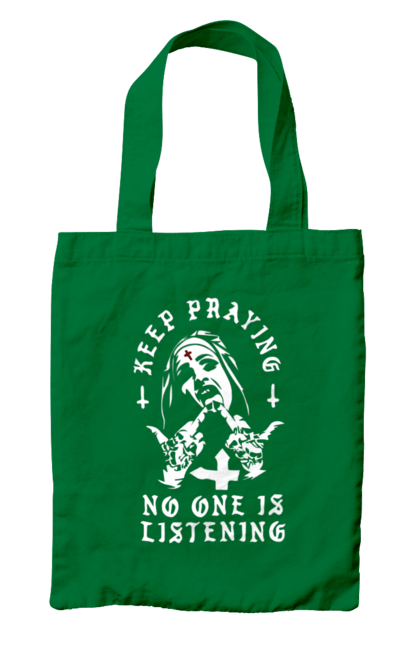 Сумка з принтом "Монашка фак". Крута, метал, модна, молодіжна, ніхто не слухає, продовжуй молитися, рок, стильна, фак, черниця. 2070702