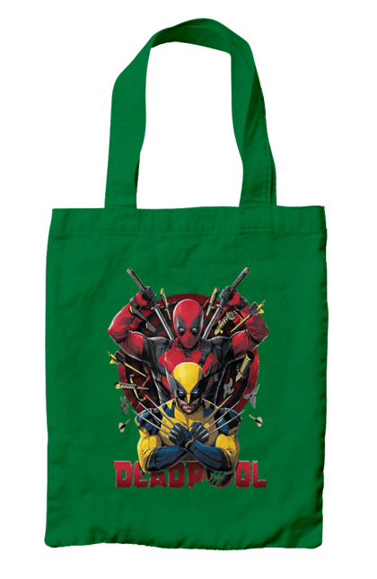 Bag with prints Deadpool & Wolverine. Action movie, comic, deadpool, fantasy, film, logan, marvel, mutant, superhero, x-men. 2070702