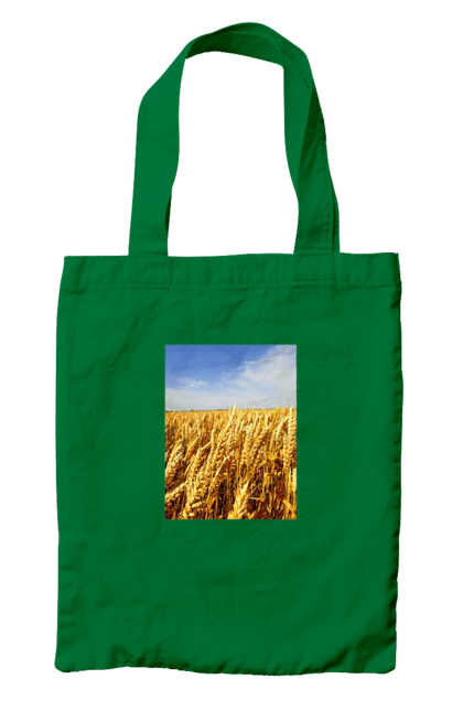 Bag with prints Ukraine. Beauty, blue, field, nature, sky, wheat. 2070702
