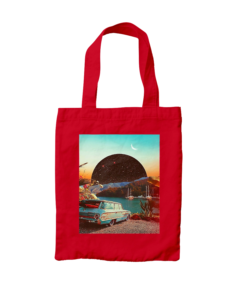 Painting, car by the river