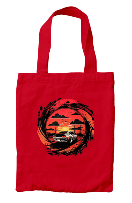 Сумка з принтом "Феррарі на заході сонця". Авто, автомобіль, машини, феррарі. 2070702