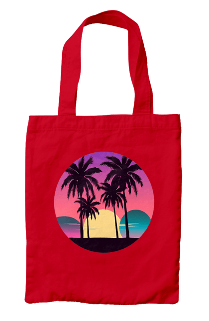 Сумка з принтом "Пальмовий пляж  Потрійний місяць". Море, пальма, пальми, пальмовий пляж, пляж. CustomPrint.market