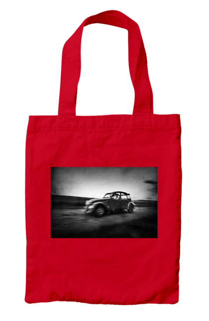 Сумка з принтом "Ретро машина чб". Авто, ретро, ретро машина, чорно біла машина. 2070702