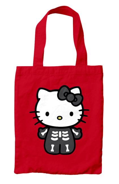 Сумка з принтом "Хелло Кітті Хелловін". Halloween, hello kitty, zombie, бренд, зомбі, кошеня, персонаж, скелет, хелло кітті, хелловін. 2070702