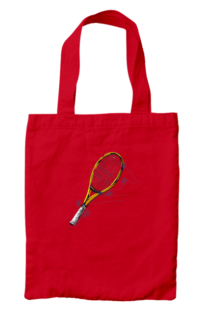 Bag with prints Tennis racket. Ball, ground tournament, players, prize fund, racket, soil, sponsor, tennis, tournament grid. 2070702
