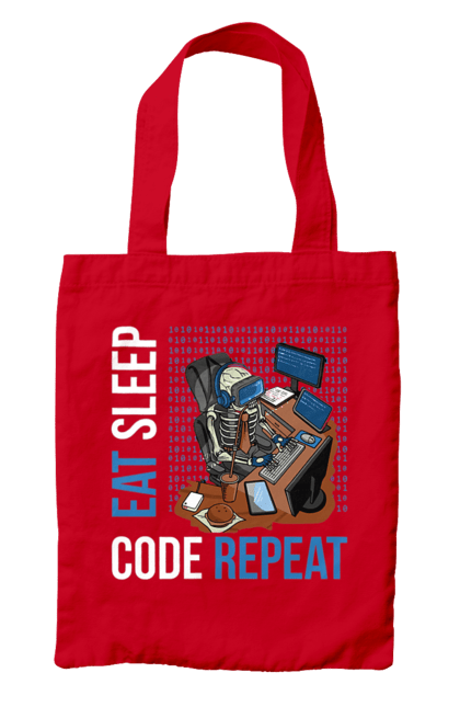 Сумка з принтом "Їж Cпи Кодуй Повторюй". Айті, айтішник, для айтішника, для програміста, їж спи, кодуй повторюй, подарунок айтішнику, подарунок програмісту, програміст, розробник. 2070702