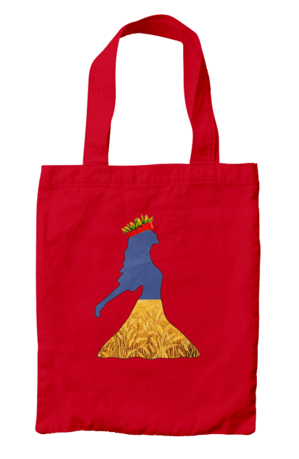 Сумка з принтом "Україна". Вінок, дівчина, дівчинка, жовтий синій, жовто-блакитне, маки, національні кольори, небо, пшеничне поле. 2070702