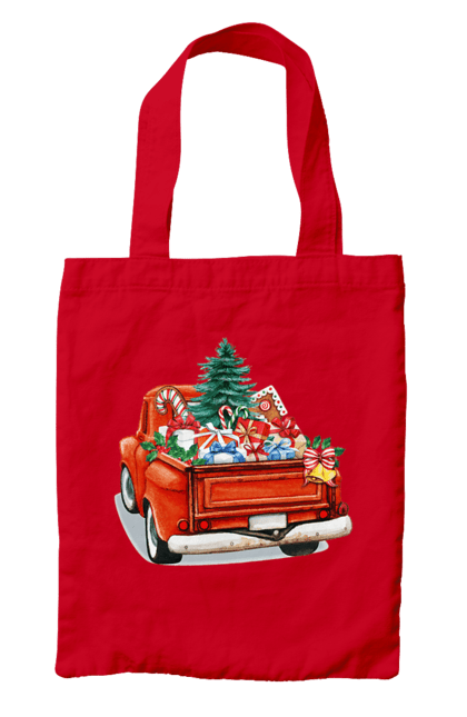 Сумка з принтом "Авто з подарунками". Автомобіль, новий рік, подарунки, різдво, санта, ялинка. 2070702