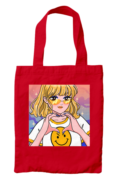 Сумка з принтом "Жовта Дівчинка". Аніме, дівчинка, смайл. 2070702