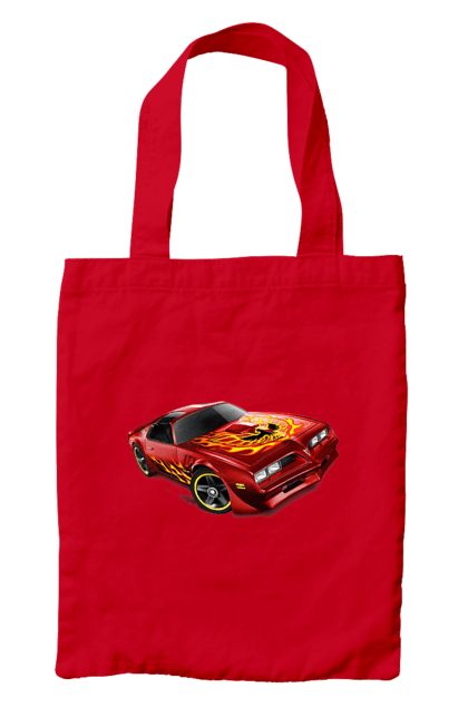 Bag with prints The car is red, high speed. Machine, riding, speed, wheels. 2070702