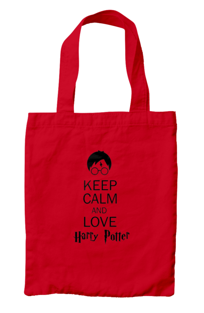 Сумка з принтом "Keep calm and love Harry Potter". Gryffindor, harry potter, hogwarts, keep calm, гаррі поттер, грифіндор, книга, фільм, франшиза, хогвартс. 2070702