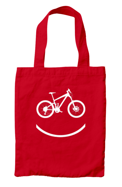 Сумка з принтом "Велосмайл". Велосипед, велоспорт, колесо, крос, любителям велосипеда, педалі, смайл, смайлик, траса. 2070702