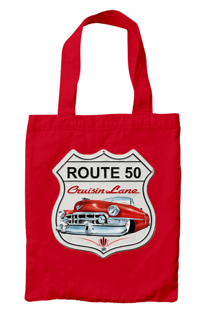 Bag with prints Route 50. Bike, biker, biker club, bikers club, brother, brutal, dude, hot asphalt, hot horse, hot rod, motorcycle, motorcyclist, real man, road 50, road 66, road 80, roads of america, roads of ukraine, roads we choose, speed, take, thirst for speed. 2070702
