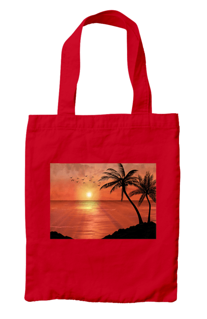 Сумка з принтом "Захід Пальми Море". Берег, захід, море, пальми. 2070702
