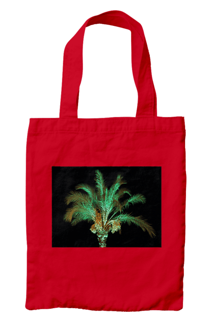 Сумка з принтом "Фінікова Пальма Вночі". Берег, відпочинок, відпустка, зелений, море, ніч, оазис, океан, острів, пальма, південь, подорож, пригоди, тропіки, фінікова, чорне. 2070702
