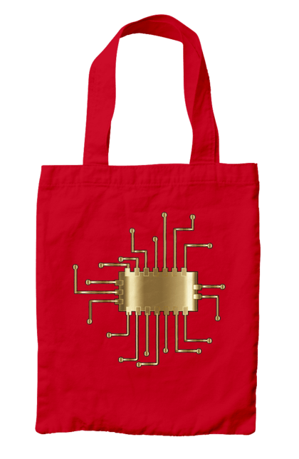 Сумка з принтом "Золотий Чіп". Айті, айтішник, гик, золотий, золото, інженер, кібернетика, код, комп, комп’ютерник, кристал, мікросхема, програміст, професія, розробник, чіп. 2070702