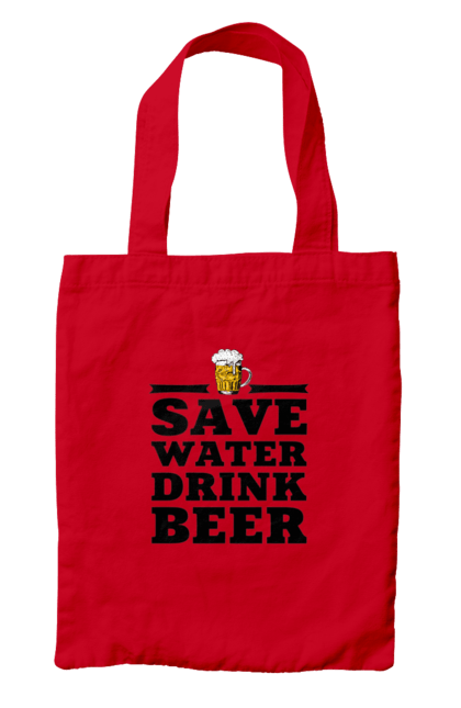 Сумка з принтом "Бережи воду, пий пиво (чорна)". 18+, алкоголь, бар, гумор, любителям писа, меми, пиво, приколи, текст, чоловікам. 2070702