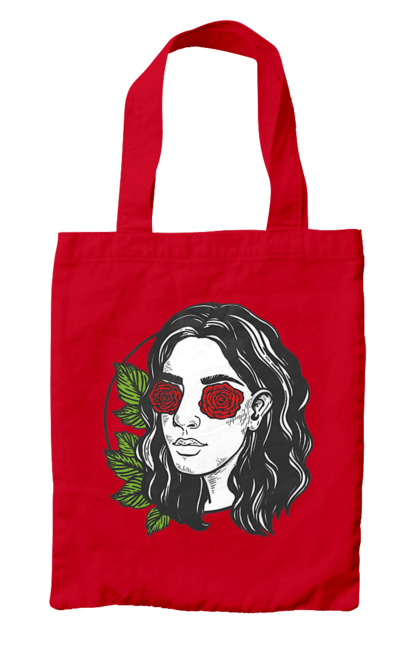 Сумка з принтом "Дівчина З Трояндами На Очах". Дівчина, троянда. 2070702