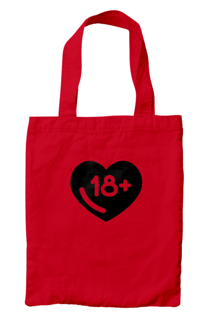 Bag with prints 18+. 18+, black, heart, prohibition, sex. 2070702