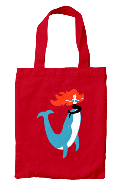 Bag with prints Mermaid And Whale. Mermaid, sea, whale. 2070702