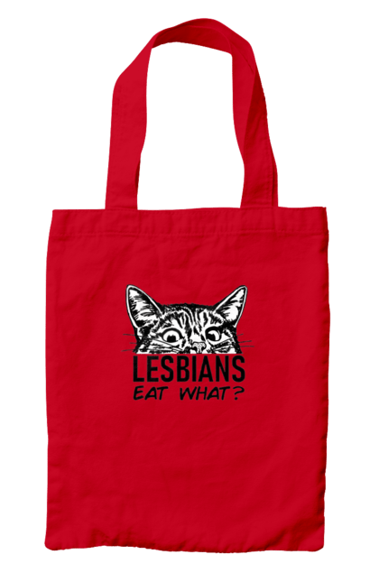 Сумка з принтом "Lesbians eat what?". Гумор, котики, лгбт, лесбіянки, приколи, смішні написи. 2070702