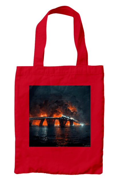 Сумка з принтом "Кримський мост горить". Армія росії, армія україни, годить, зсу, крим, мост, удар, удар зсу. 2070702