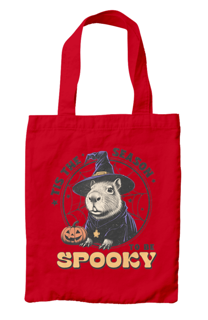 Сумка с принтом Капибара Хэллоуин. Capybara, halloween, ведьма, водосвинка, грызун, животное, капибара, праздник, тыква, хэллоуин. 2070702